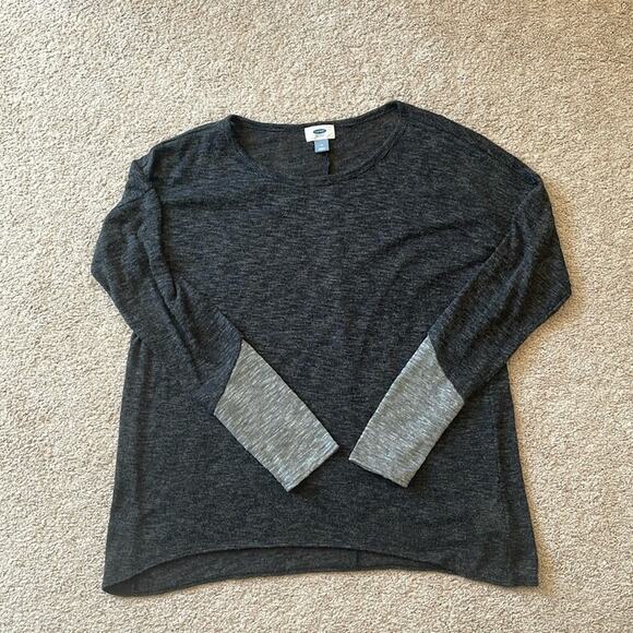 Old Navy Medium Sweater Gray Two Toned, Long Sleeve Sheer Dark Gray Light Gray - Picture 8 of 8